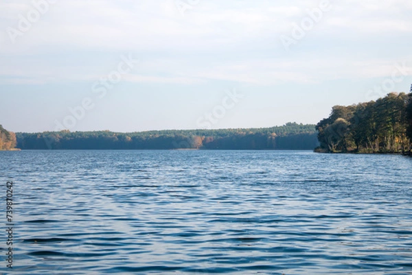 Fototapeta Lake in spring on a windy day