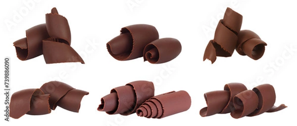 Obraz Set of Chocolate Curls and shavings, isolated on transparent background