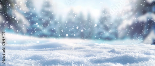 Fototapeta Enchanting Winter Wonderland Background with Gentle Snowfall and Pristine Snow
