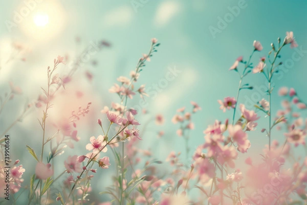 Fototapeta A slide background for showcasing spring. Background image. Created with Generative AI technology