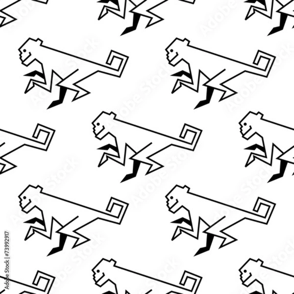 Fototapeta Seamless pattern of a stylized monkey