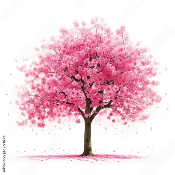 Fototapeta sour cherry tree isolated on white background