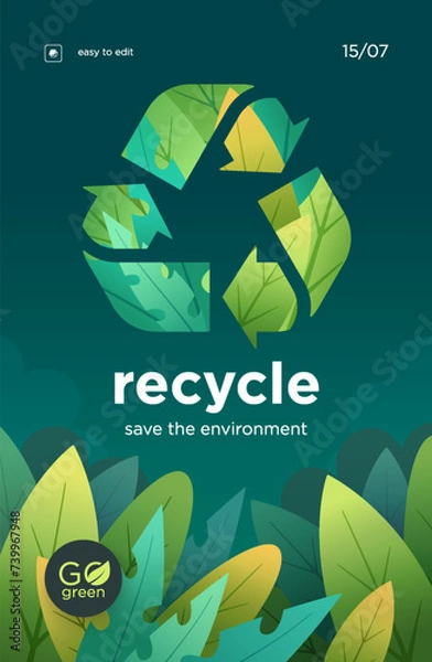 Obraz Recycle Symbol, saving ecology concept when people are recycling and reducing wastes