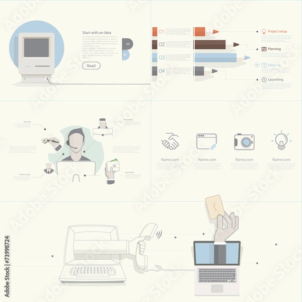 Fototapeta flat design concepts for business strategy and creative process.