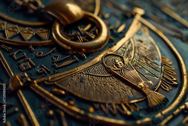 Obraz Close-up of ancient Egyptian jewelry engravings