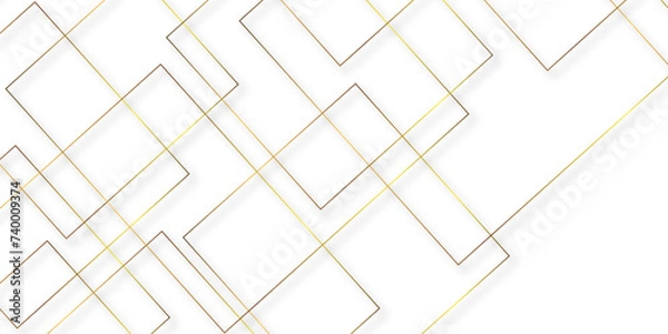 Fototapeta abstract background squre golden stoke line ceramic brick tile wall. seamless pattern, 3d render. design for composing decorated home and kichen. llustration for retro, paper, textile, decoration.