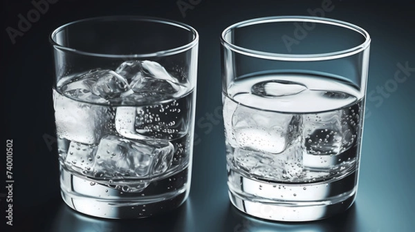 Fototapeta Close-up view of ice cubes in background