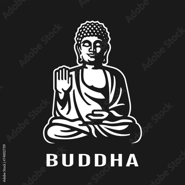 Fototapeta Buddha in the lotus position, logo.