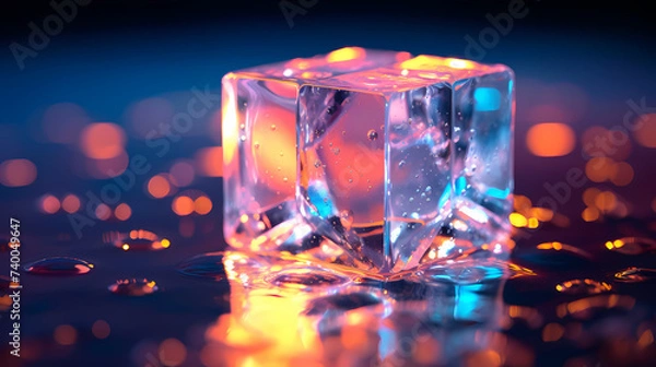 Obraz Ice cubes background, suitable for refreshing drinks or hydration concept