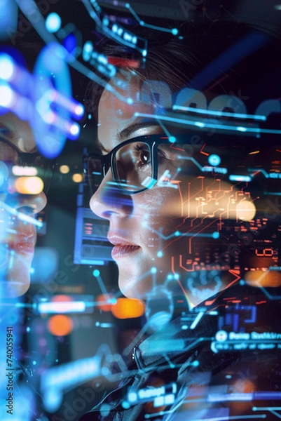 Fototapeta GENERATIVE AI at the Forefront: Cybersecurity Expert Amid Advanced SOC Technologies