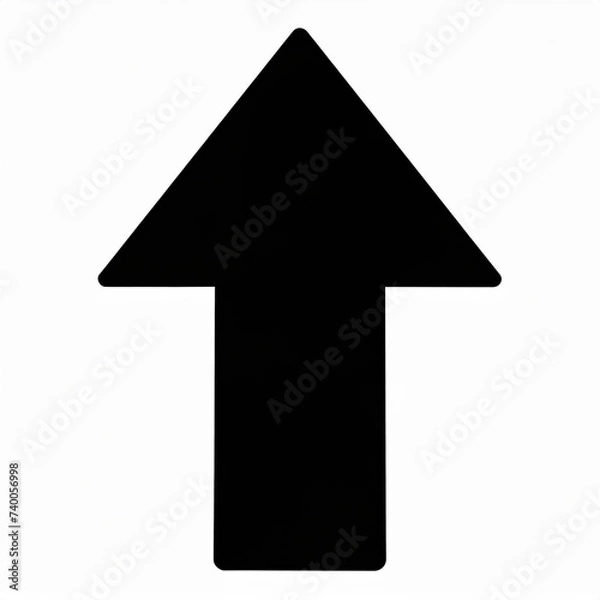 Fototapeta Simple black arrow up symbol isolated on white, upload icon