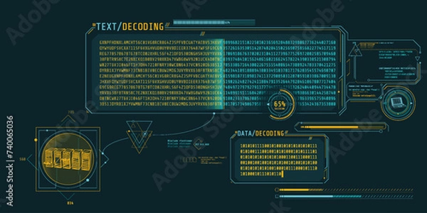 Obraz Server data processing interface with text decoding.