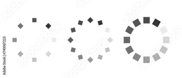 Obraz Circle Icons Symbolizing Progress Or Loading Progress. Circular Vector Design, Isolated Template For Web Interfaces