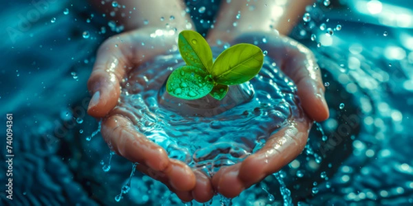 Obraz Raise funds for clean water quench thirst. social responsibility concept