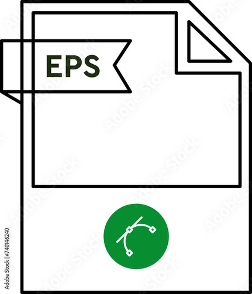 Obraz EPS File format icon  black outline and light color text