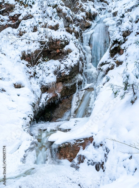 Obraz Wasserfall Nesselwang im Winter