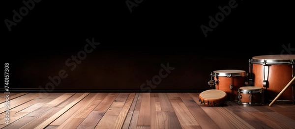 Fototapeta percussion instruments in wood background
