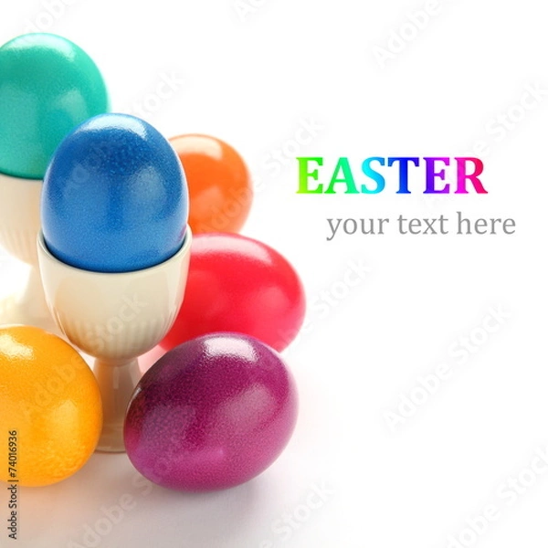 Fototapeta Colorful easter eggs isolated on white background