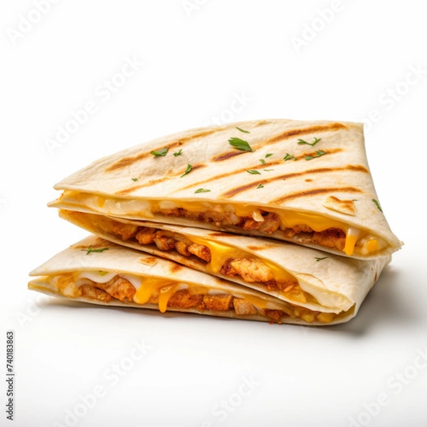Fototapeta quesadilla on white background