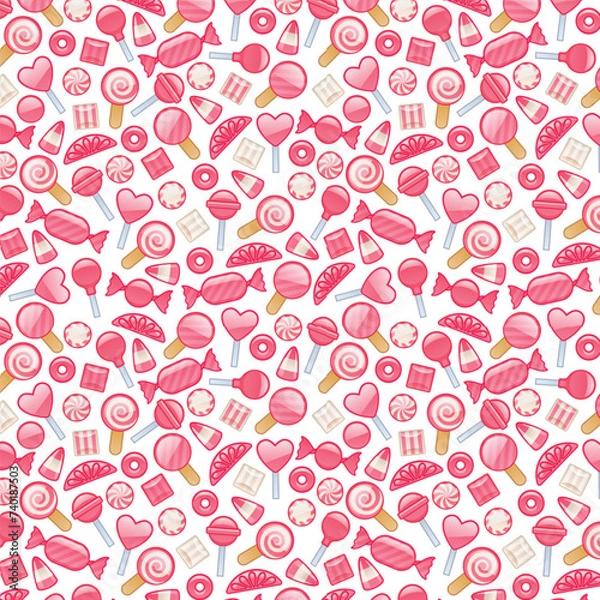 Fototapeta Pink seamless pattern with candy