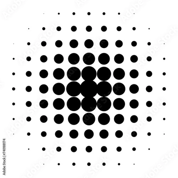 Fototapeta Circle halftone pattern. Monochrome halftone dots. Vector illustration