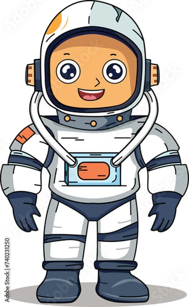 Fototapeta Astronaut cartoon character standing on a white background