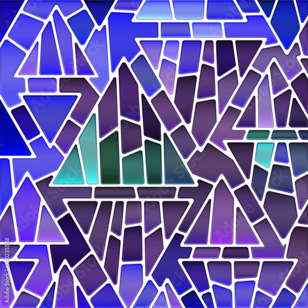 Fototapeta abstract vector stained-glass mosaic background - blue and violet