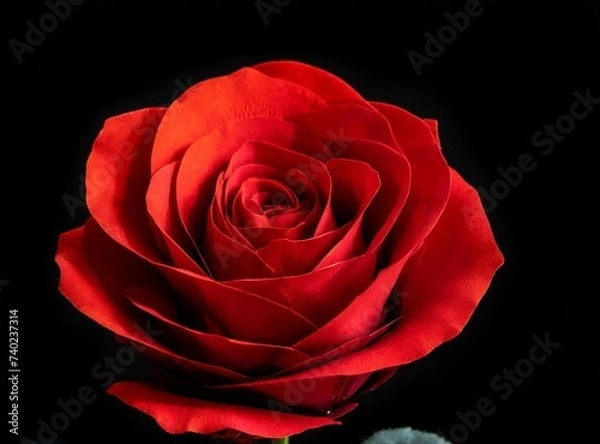 Fototapeta Red paper rose isolated on dark background