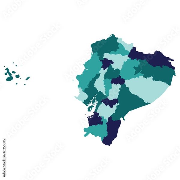 Fototapeta Ecuador map. Map of Ecuador in administrative provinces in multicolor