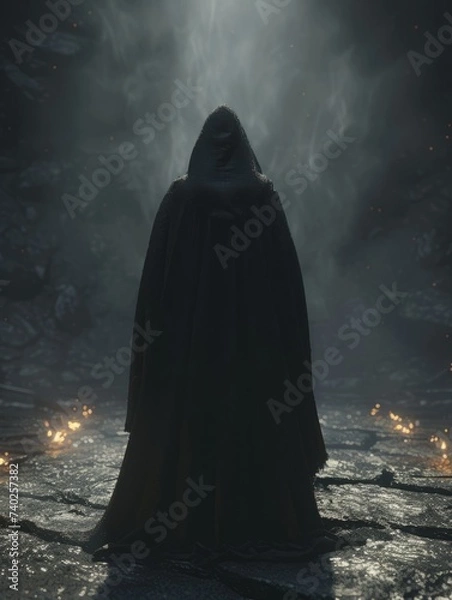 Fototapeta Dark Mage in a Cloak of Shadows