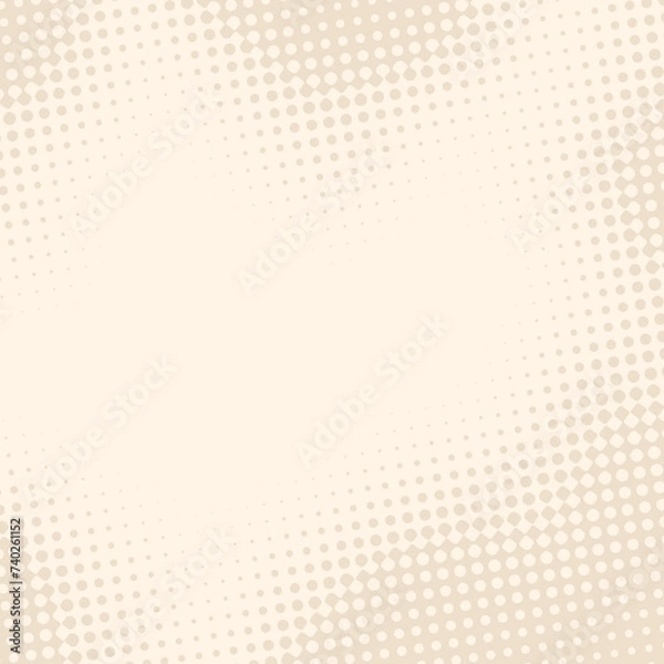 Fototapeta Halftone dots pattern in shades of beige. watercolour on paper texture. space for text. best for poster or flyer design. 