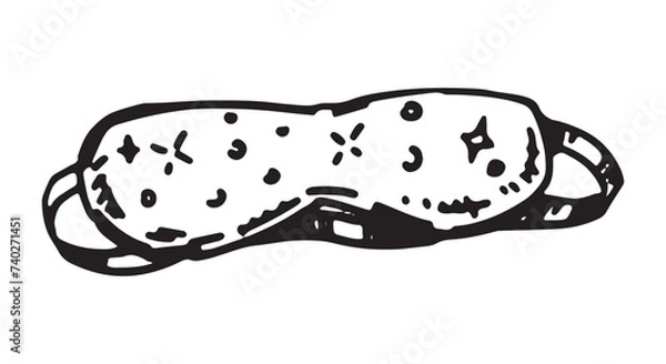 Obraz Sleeping mask sketch. Clipart of tourist equipment, travel attribute. Hand drawn vector illustration isolated on white.