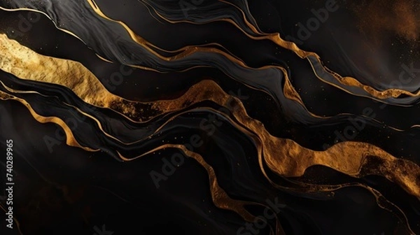 Fototapeta Elegant Black and Gold Marble Texture Background for Stylish Design Projects