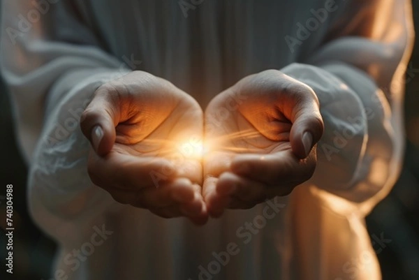 Fototapeta Femme avec de l'énergie dans les mains » IA générative