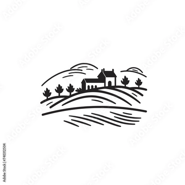 Obraz landscape tuscany italy heels  vector illustration isolated transparent background logo, cut out or cutout t-shirt print design