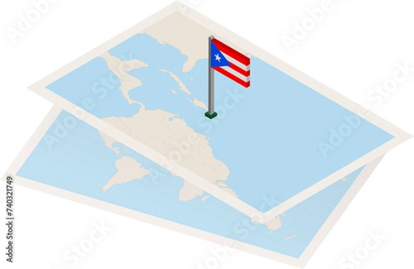 Fototapeta Puerto Rico map and flag