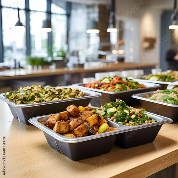 Obraz Abundant Fresh Fruit and Vegetable Buffet Display