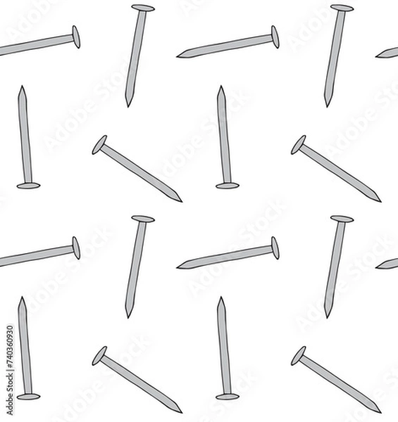 Fototapeta Vector seamless pattern of hand drawn doodle sketch colored nail pin isolated on white background