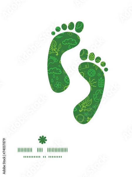 Fototapeta Vector ecology symbols footprints silhouettes pattern frame