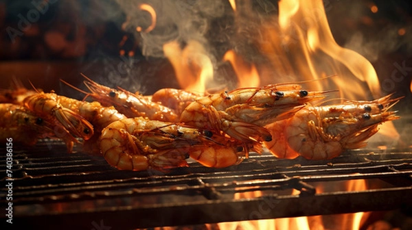 Obraz hot hot shrimp on the barbie, generative ai