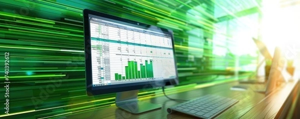 Fototapeta Data and graphs in spreadsheet documents for online analysis
