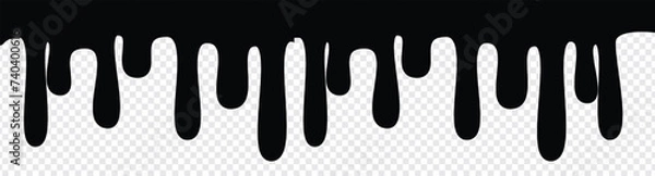Obraz Dripping liquid or paint seamless pattern. Melting chocolate, flowing cream, glaze, yogurt or honey horizontal border. vector illustration 
