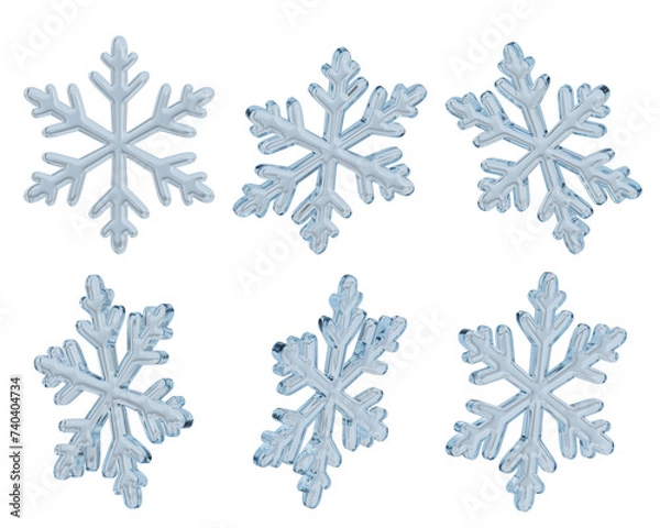Fototapeta Winter illustration tracery snowflake 3d. element icon concept. isolated on transparent background PNG 3d rendering.