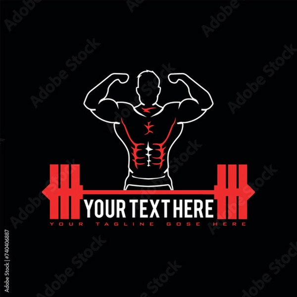 Obraz bodybuilding, muscles, biceps pose, vector illustration
