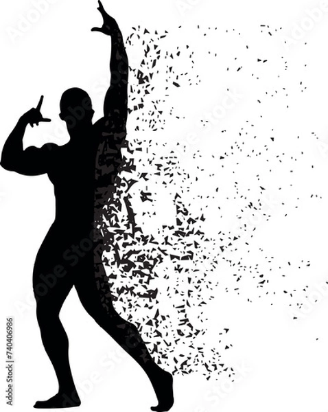 Obraz Vector illustration, Bodybuilder strict coach bodybuilding