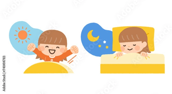 Obraz 起きる・寝る子供のイラスト素材