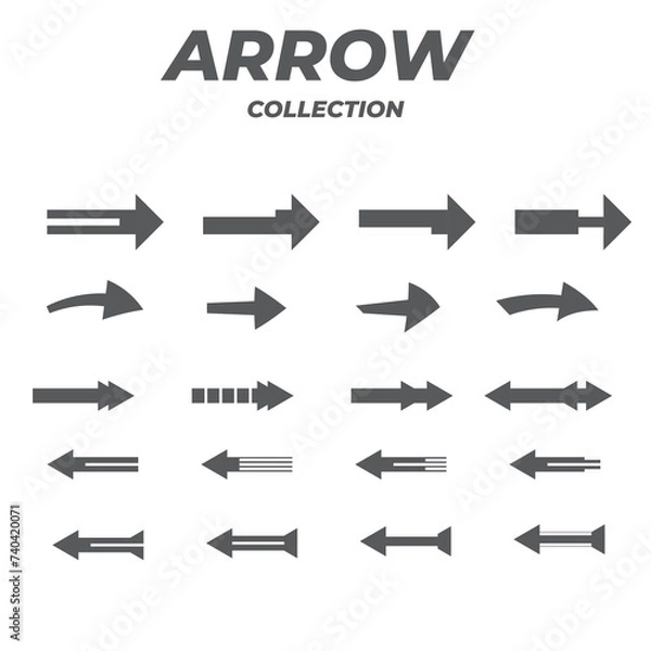 Fototapeta Arrows set of grey icons  symbols  signs. arrow icon