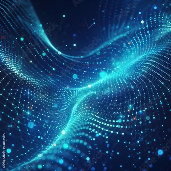 Obraz Abstract background of glowing blue mesh or interwoven lines on a dark background