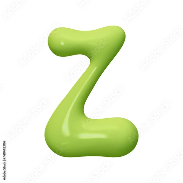 Fototapeta letter Z. letter sign green color. Realistic 3d design in cartoon liquid paint style. Isolated on white background. vector illustration
