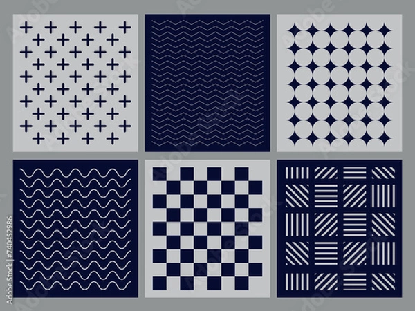 Obraz set of minimalist geometric patterns, minimalist backgrounds of textures of lines and shapes